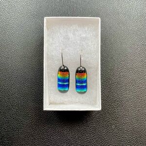 Colorful Dichroic Glass Drop Earrings